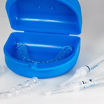 A closeup of a professional teeth whitening kit